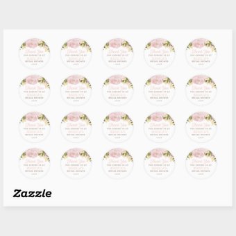 Pink Floral Round Sticker | Zazzle