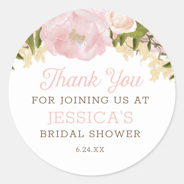 Pink Floral Round Sticker | Zazzle