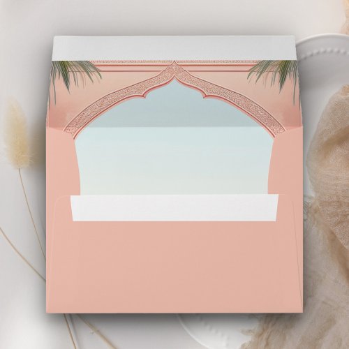 Pink Floral Royal Indian Arch Wedding Envelope