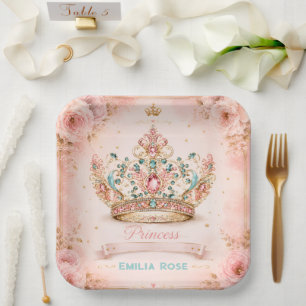 Pink Floral Royal Party Paper Plates