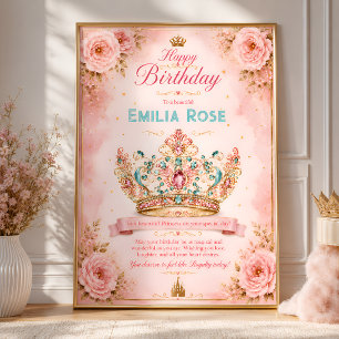 Pink Floral Royal Poster
