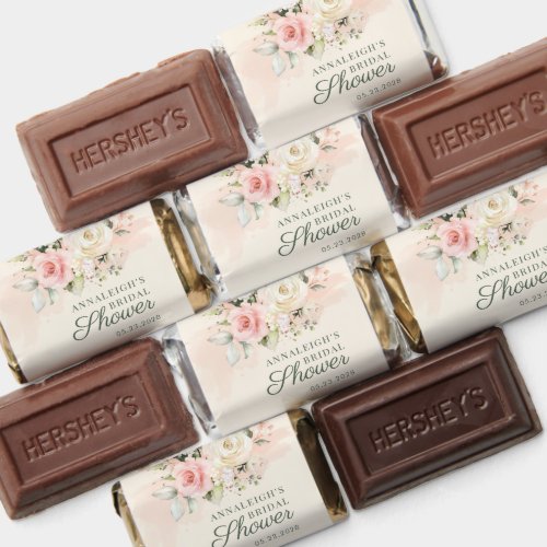 Pink Floral Rustic Blush Script Bridal Shower Hersheys Miniatures