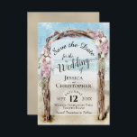 Pink Floral Rustic Driftwood Beach Arbor Wedding Save The Date<br><div class="desc">This beautiful save the date card is prefect for a destination wedding. It features a typographical design with lacy script calligraphy inside a watercolor driftwood beach arbor adorned with pink and white flowers. There is space for your names,  the date & wedding location.</div>