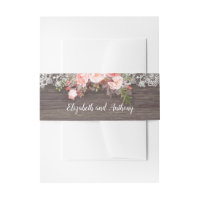 Pink Floral Rustic Invitation Belly Band