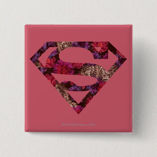 Pink Floral S-Shield Button