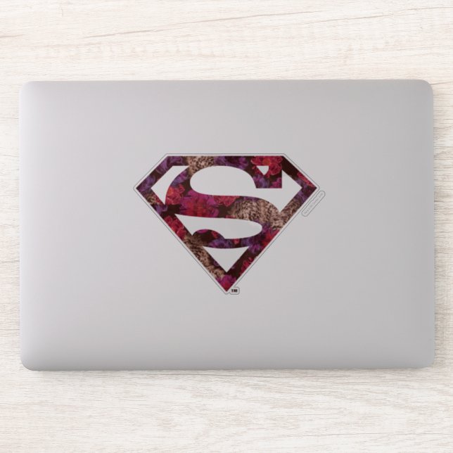 Pink Floral S-Shield Sticker (Computer)