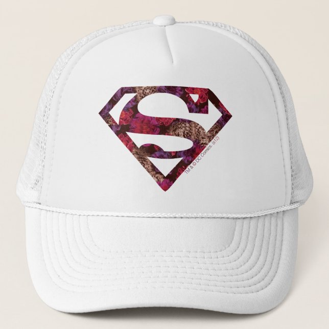 Pink Floral S-Shield Trucker Hat (Front)