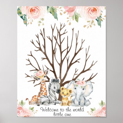 Pink Floral Safari Fingerprint Guestbook Poster - Pink Floral Safari Fingerprint Guestbook Poster 

Sweet safari baby animals thumbprint guestbook sign featuring some lovely floral arrangements, four cute jungle watercolor animals and a brown bare tree.