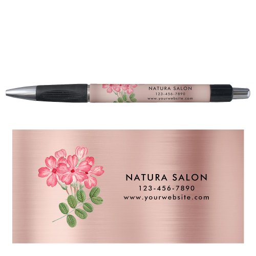 Pink Floral Salon Business Promotional Rose Gold  Pen