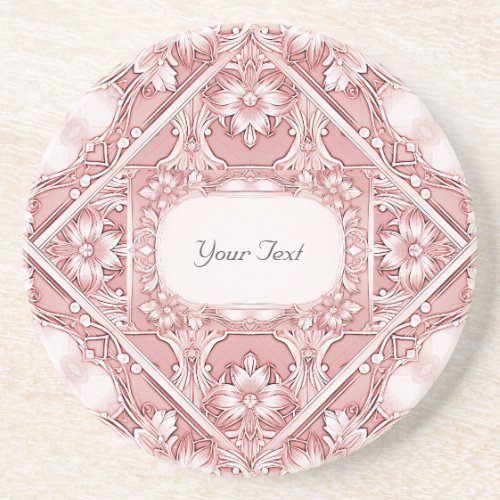 Pink Floral Sandstone Coaster