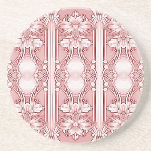 Pink Floral Sandstone Coaster