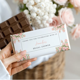 Pink Floral Scooped Up Bridal Shower Chocolate Hershey Bar Favors