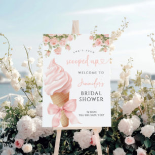Pink Floral Scooped Up Bridal Shower Welcome sign