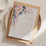 Pink Floral Script 80th Birthday Party Foil Invitation<br><div class="desc">Announce and celebrate the upcoming birthday with our modern pastel pink indigo blue watercolor floral budget invitation. Featuring beautiful botanical watercolor bloom. Simply personalize with your party details by clicking the customize it button to further re-arrange and format the style and placement of the text. The reverse of this invitation...</div>