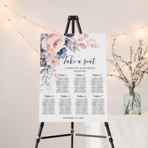 Pink Floral Script Birthday Party Seating Chart Foam Board