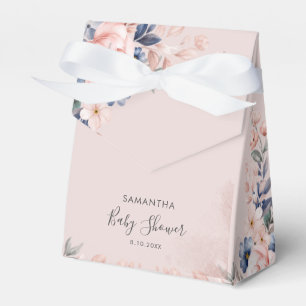 Pink Floral Script Modern Baby Shower Favor Boxes