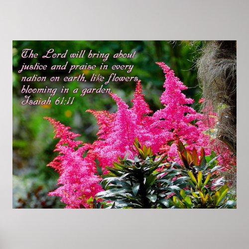 Pink Floral Scripture Verse Inspirational Poster