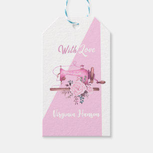 Pink Floral Seamstress Sewing Machine With Love Gift Tags