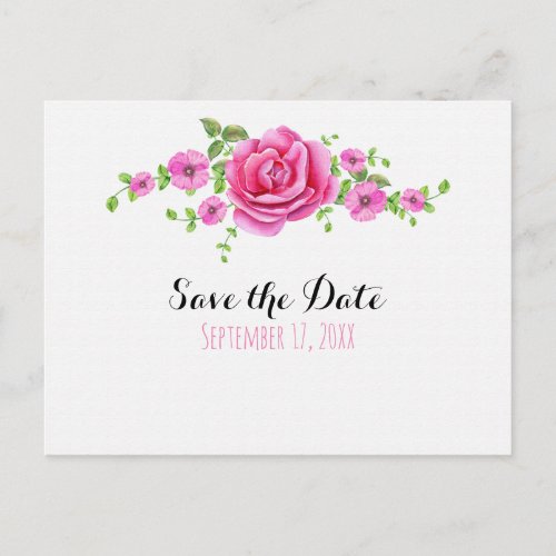 Pink Floral Shabby Chic Save The Date Engagement Postcard