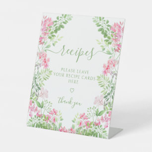 Pink Floral Share a Recipe Bridal Shower Sign