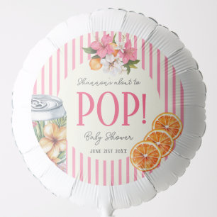 Pink Floral "She's About to POP!" Baby Shower Balloon