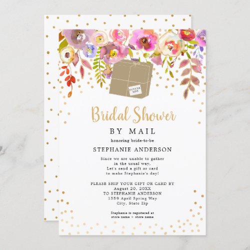 Pink Floral  shipping box Bridal Shower by mail Invitation