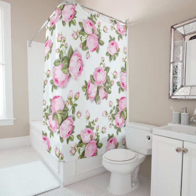   Pink Floral   Shower Curtain (In Situ)