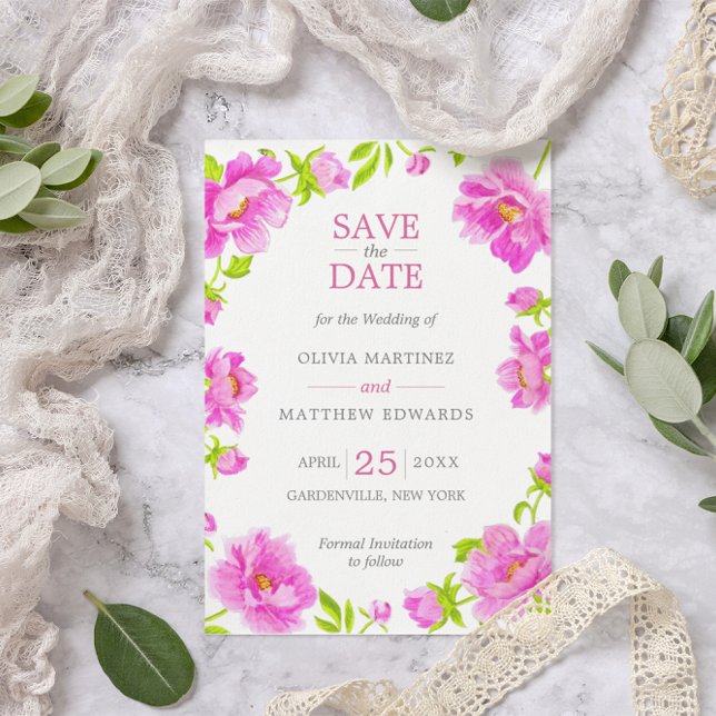 Pink Floral Silver Wedding Save the Date (Creator Uploaded)