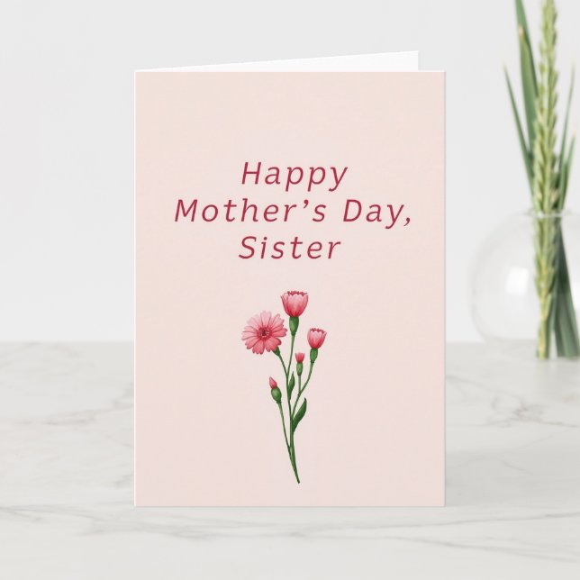 Pink Floral Sister Card (Front)