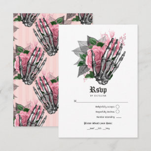 Pink Floral Skeleton Gothic Wedding Invitation