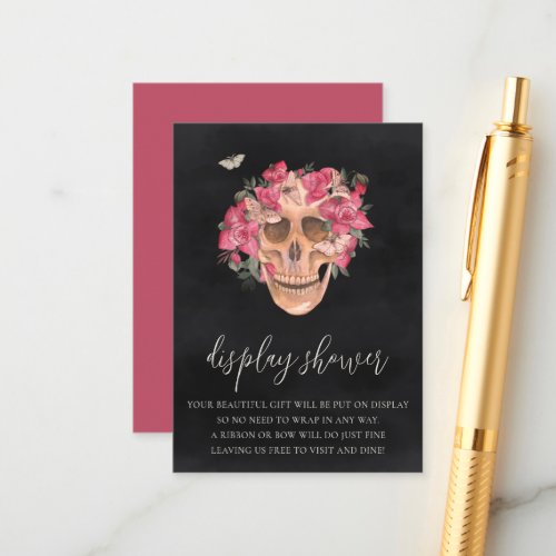 Pink Floral Skull Halloween Display Shower Enclosure Card