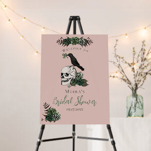 Pink Floral Skull Irish Bridal Shower Welcome Sign