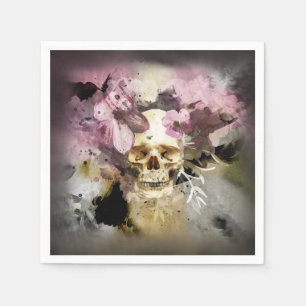 Pink Floral Skull Napkins