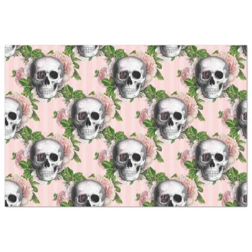 Pink Floral Skull Series Design 4 Tissue Paper