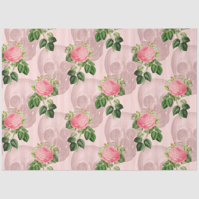 Pink Floral Skull Series Design 9 Tissue Paper (Front)