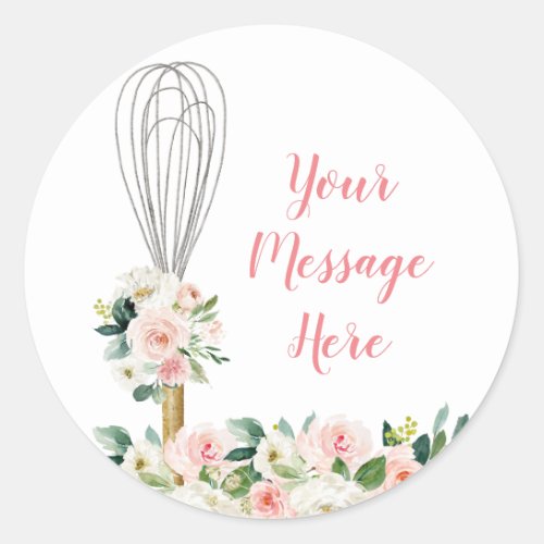 Pink Floral Soon to be Whisked Away Bridal Shower Classic Round Sticker