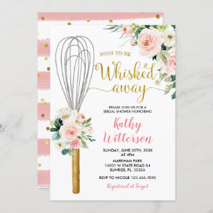 Pink Floral Soon to be Whisked Away Bridal Shower Invitation