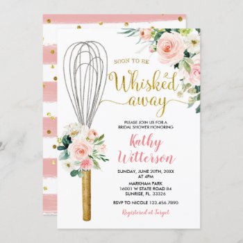 Pink Floral Soon To Be Whisked Away Bridal Shower Invitation by HappyPartyStudio at Zazzle