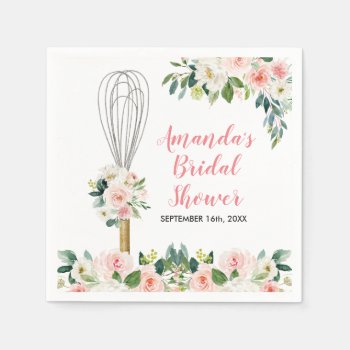 Pink Floral Soon To Be Whisked Away Bridal Shower  Napkins by HappyPartyStudio at Zazzle