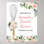 Pink Floral Soon To Be Whisked Away Bridal Shower Poster at Zazzle