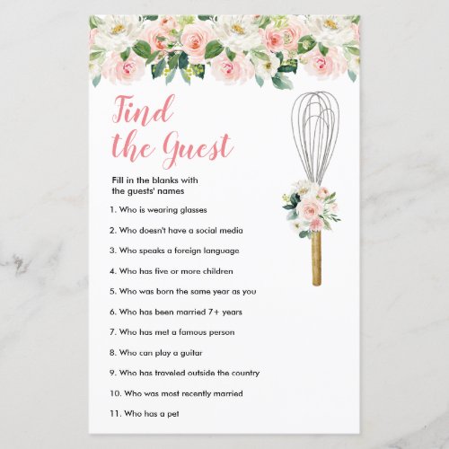 Pink Floral Soon to be Whisked Find the Guest game