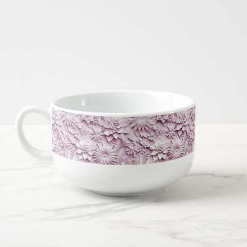  Pink Floral Soup Mug