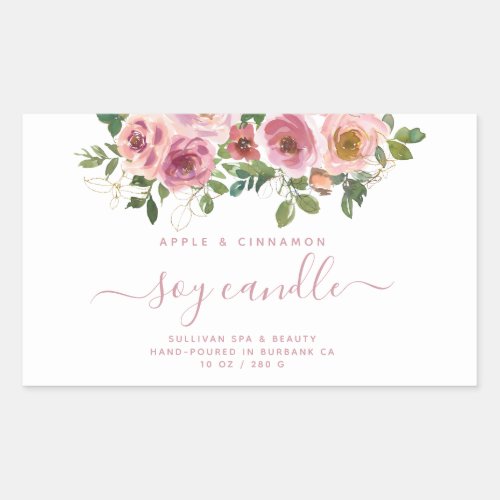 Pink Floral Soy Candle Label