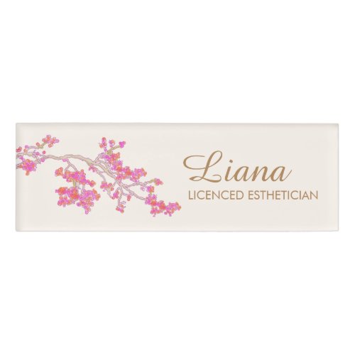 Pink Floral Spa Salon Beauty Name Tag
