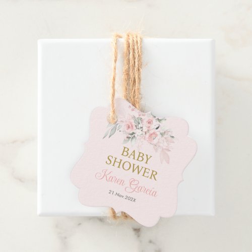 Pink Floral Spanish Baby Shower Girl Favor Tags