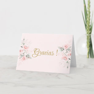 Pink Floral Spanish Baby Shower Girl Thank You Card