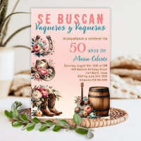 Pink Floral Spanish Western Cowboy 50th Birthday