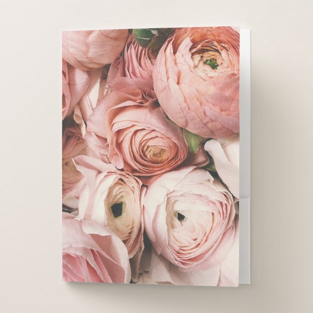 Pink Floral Spiral Notebook Pocket Folder (Front)