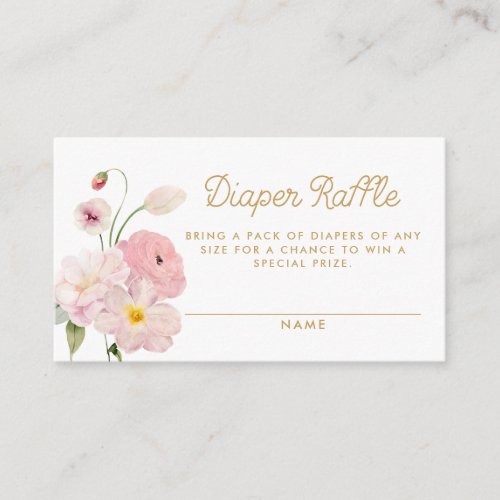 Pink Floral Spring Baby Shower Diaper Raffle Enclosure Card