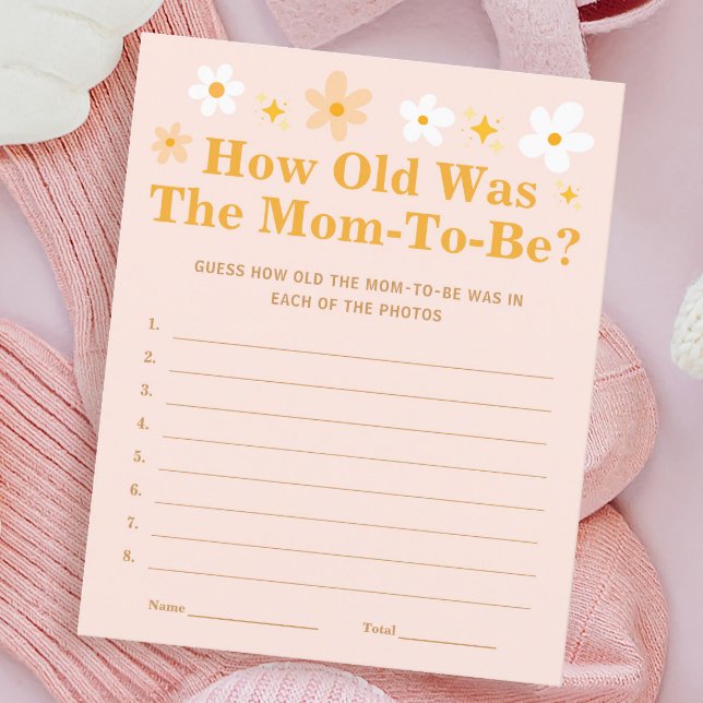 Pink Floral Spring Baby Shower Game How Old Mommy (Creator Uploaded)